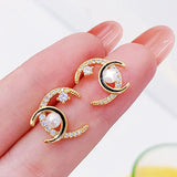 Korea Sweet Stars Ear Stud Jewelry Micro Inlaid Pearl Earrings