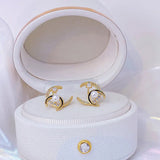 Korea Sweet Stars Ear Stud Jewelry Micro Inlaid Pearl Earrings