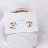 Korea Sweet Stars Ear Stud Jewelry Micro Inlaid Pearl Earrings