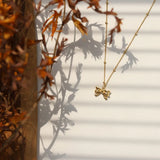 Sweet Princess Bow Pendant Necklace for Women Stainless Steel 18K Jewelry
