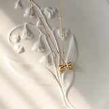 Sweet Princess Bow Pendant Necklace for Women Stainless Steel 18K Jewelry