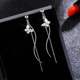 Korea Temperament Joker Earrings Female Tide Long Tassel Studded Earrings