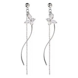 Korea Temperament Joker Earrings Female Tide Long Tassel Studded Earrings