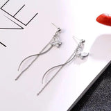 Korea Temperament Joker Earrings Female Tide Long Tassel Studded Earrings