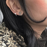 Korea Japanese Kanji Love Metal Stud Earrings For Women Girls Punk Y2K Jewelry