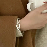 Korea S925 Sterling Silver Bracelet Silver Jewelry Double Layer Snake Bone Chain