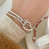 Korea S925 Sterling Silver Bracelet Silver Jewelry Double Layer Snake Bone Chain