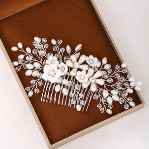 Korea Wedding Crystal Pearls Hair Comb Bridal Hair Clip Accessory