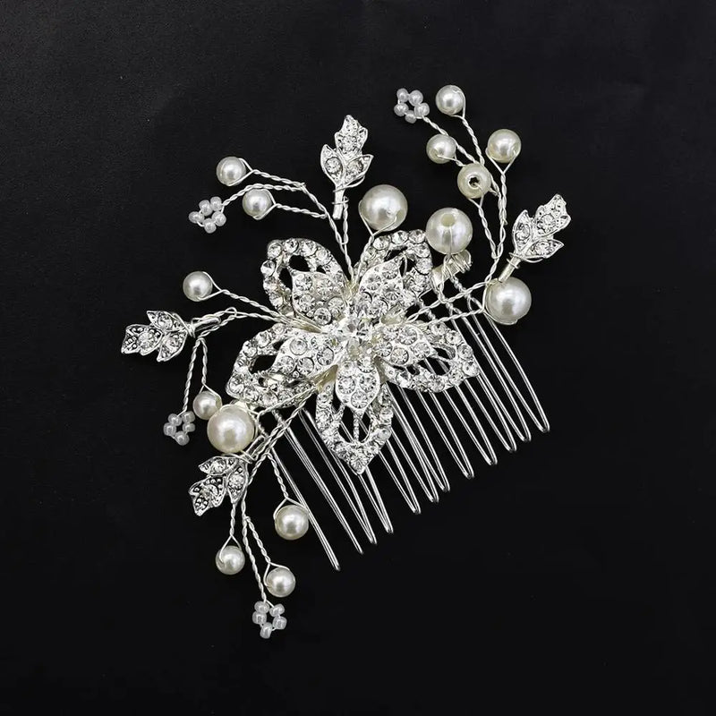 Korea Wedding Crystal Pearls Hair Comb Bridal Hair Clip Accessory