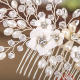 Korea Wedding Crystal Pearls Hair Comb Bridal Hair Clip Accessory