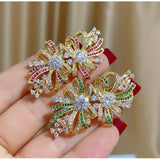 Korea Zirconium Flower Bow Brooch Pin for Women