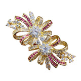 Korea Zirconium Flower Bow Brooch Pin for Women