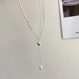 Korea Pearl Love Necklace s925 Sterling Silver
