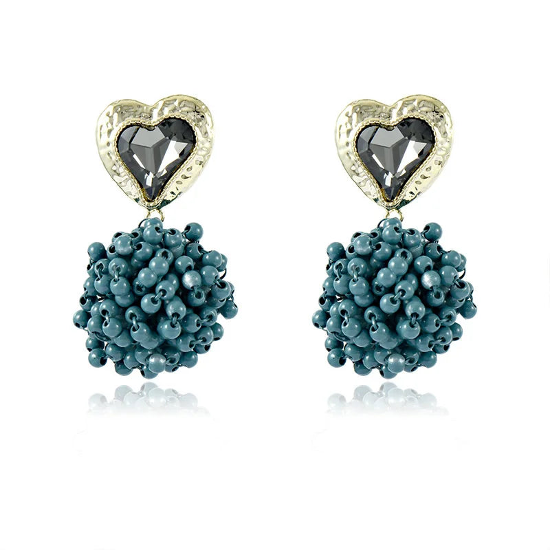 Korea dongdamen hand beaded Earrings 925 silver needle jewelry