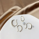 Korea Pearl Geometric Ear Clips Women's Cold Wind High Quality
