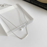 Elegant S925 Sterling Silver Double Chain Pearl Necklace