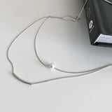 Elegant S925 Sterling Silver Double Chain Pearl Necklace