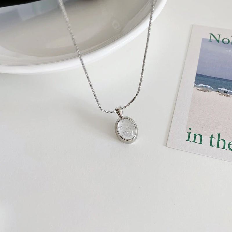 Korea Ins Geometric Ellipse Lunatone Necklace Female Clavicle Chain