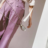 Korea Ins Geometric Ellipse Lunatone Necklace Female Clavicle Chain