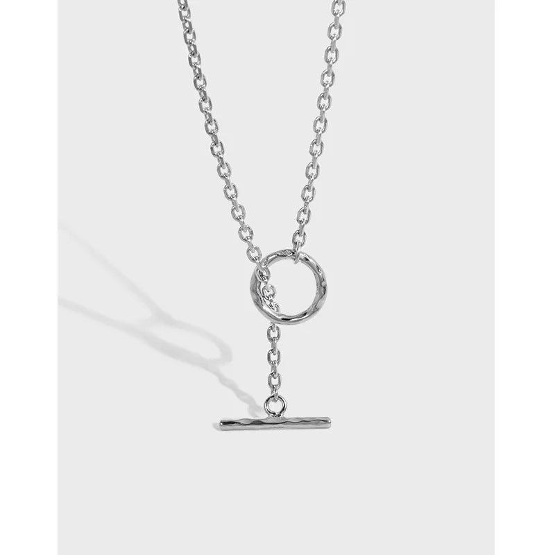 Korea ins niche sense OT buckle chain S925 silver necklace