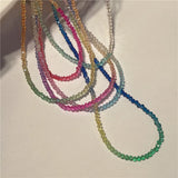 Korean Colorful Crystal Necklace Sweet Teen Girls Neck Chain