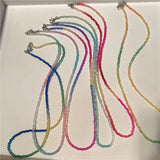 Korean Colorful Crystal Necklace Sweet Teen Girls Neck Chain