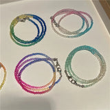 Korean Colorful Crystal Necklace Sweet Teen Girls Neck Chain