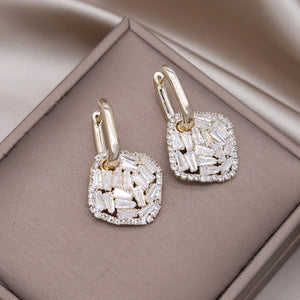 Korea 14K Plated Zircon Pendant Earrings for Women