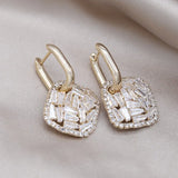 Korea 14K Plated Zircon Pendant Earrings for Women