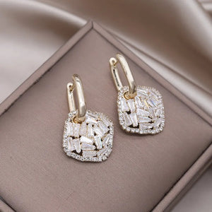 Korea 14K Plated Zircon Pendant Earrings for Women