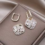 Korea 14K Plated Zircon Pendant Earrings for Women