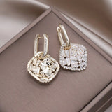 Korea 14K Plated Zircon Pendant Earrings for Women
