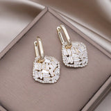 Korea 14K Plated Zircon Pendant Earrings for Women