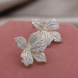 Korean Zircon Maple Leaf Earrings for Women