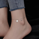 Korea Silver-Plated Mini Silver Bead Ball Square Fine Anklet