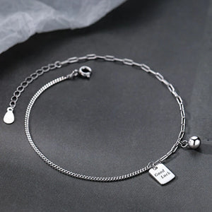 Korea Silver-Plated Mini Silver Bead Ball Square Fine Anklet