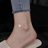 Korea Silver-Plated Mini Silver Bead Ball Square Fine Anklet
