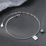 Korea Silver-Plated Mini Silver Bead Ball Square Fine Anklet
