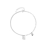 Korea Silver-Plated Mini Silver Bead Ball Square Fine Anklet