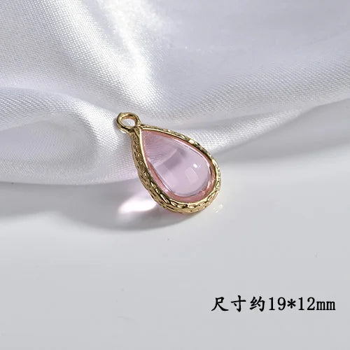 Korea Wind Crystal Glass Earring Pendants DIY Material 4pcs