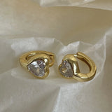 925 Silver Hoop Earrings Zircon Heart Love Fine Jewelry
