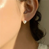 925 Silver Hoop Earrings Zircon Heart Love Fine Jewelry