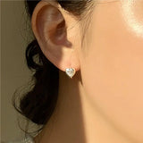 925 Silver Hoop Earrings Zircon Heart Love Fine Jewelry