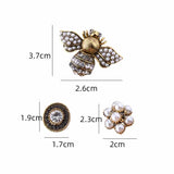 Bee Pearl Rhinestone Brooch Pins Set Retro Jewelry Women