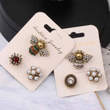 Bee Pearl Rhinestone Brooch Pins Set Retro Jewelry Women