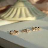 925 Silver Set Crystals Pearl Earrings Ear Clip