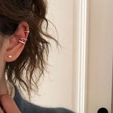 925 Silver Set Crystals Pearl Earrings Ear Clip