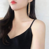 Vintage Arc Bar Tassel Drop Earrings
