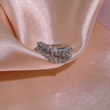 925 Silver CZ Stone Leaf Feather Wedding Rings for Women