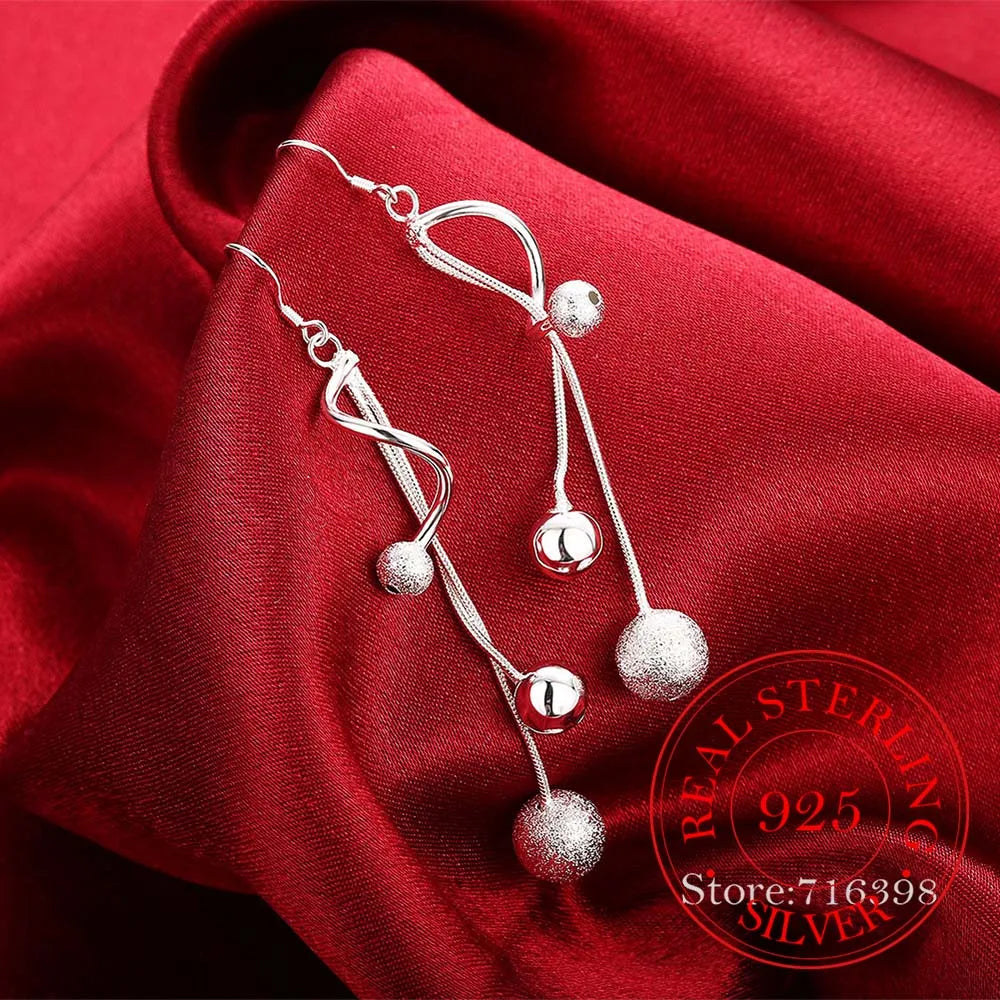 925 Silver Vintage Tassel Dangle Earrings for Women